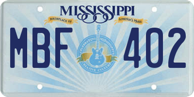 MS license plate MBF402