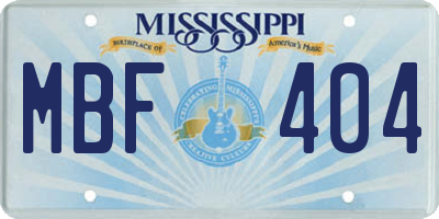 MS license plate MBF404