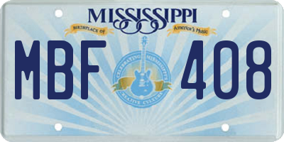 MS license plate MBF408