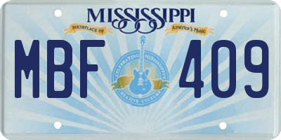 MS license plate MBF409