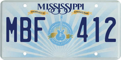 MS license plate MBF412