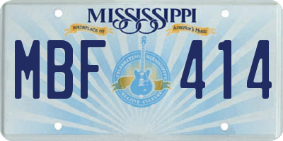 MS license plate MBF414
