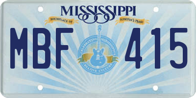 MS license plate MBF415