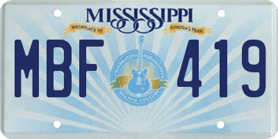 MS license plate MBF419
