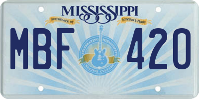 MS license plate MBF420