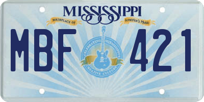 MS license plate MBF421