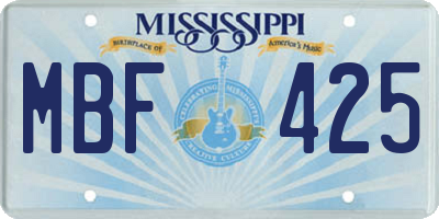 MS license plate MBF425