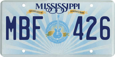 MS license plate MBF426
