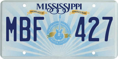 MS license plate MBF427