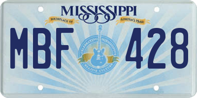 MS license plate MBF428