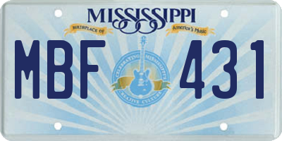 MS license plate MBF431