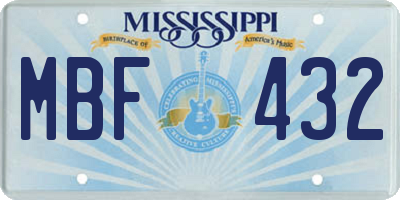 MS license plate MBF432