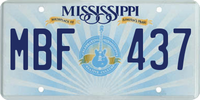MS license plate MBF437