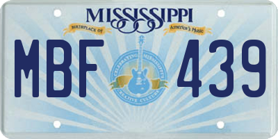 MS license plate MBF439