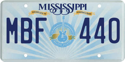 MS license plate MBF440