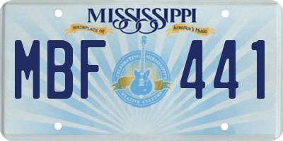 MS license plate MBF441