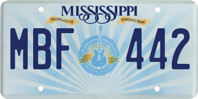 MS license plate MBF442
