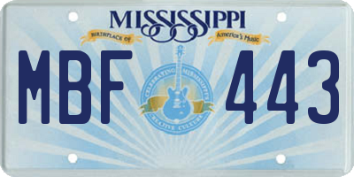 MS license plate MBF443