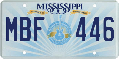 MS license plate MBF446