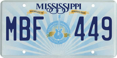 MS license plate MBF449