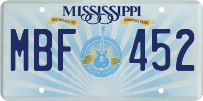 MS license plate MBF452