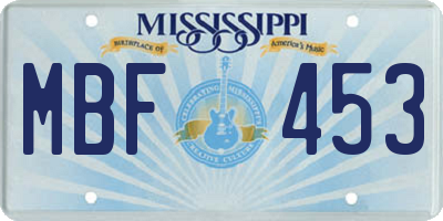 MS license plate MBF453