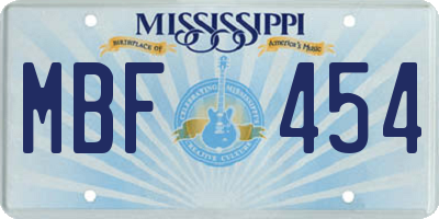 MS license plate MBF454
