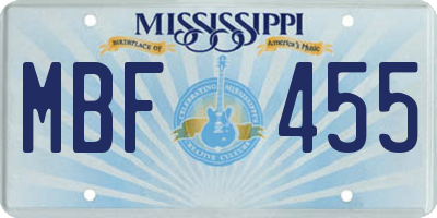 MS license plate MBF455