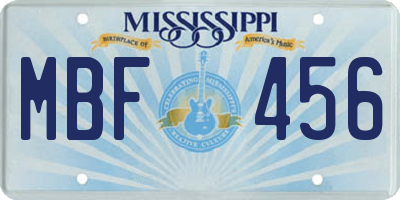 MS license plate MBF456