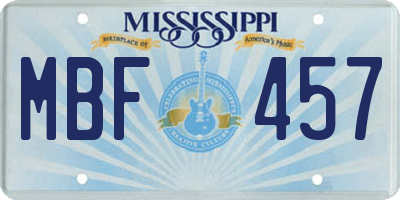 MS license plate MBF457