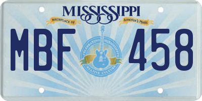 MS license plate MBF458
