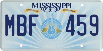 MS license plate MBF459