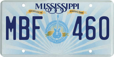 MS license plate MBF460