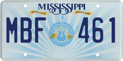 MS license plate MBF461