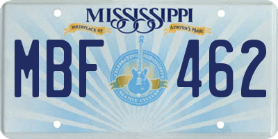 MS license plate MBF462