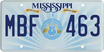 MS license plate MBF463