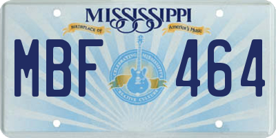 MS license plate MBF464