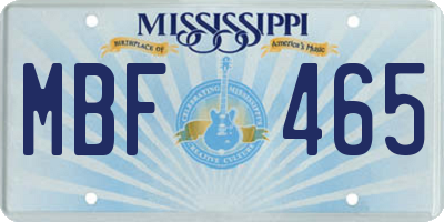 MS license plate MBF465