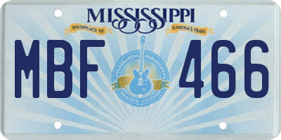 MS license plate MBF466