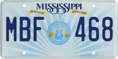 MS license plate MBF468