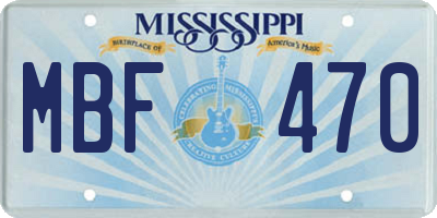 MS license plate MBF470