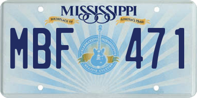 MS license plate MBF471
