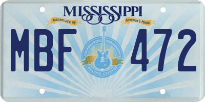 MS license plate MBF472