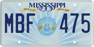 MS license plate MBF475
