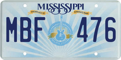 MS license plate MBF476