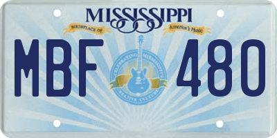 MS license plate MBF480