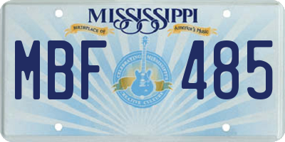 MS license plate MBF485