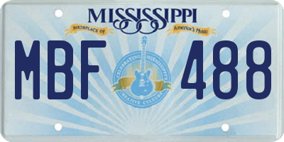 MS license plate MBF488