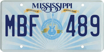 MS license plate MBF489