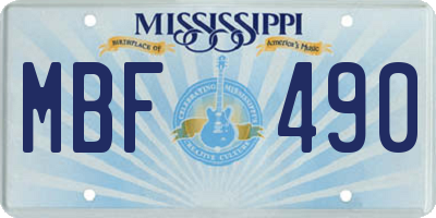 MS license plate MBF490